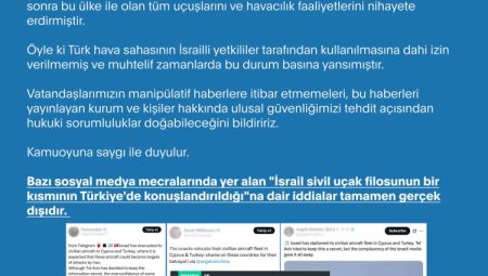 İletişim'den "İsrail Uçakları Türkiye’de" iddialarına yalanlama!