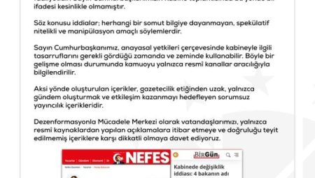 DMM'den "Erdoğan’ın Kabine açıklaması" iddiasına yalanlama