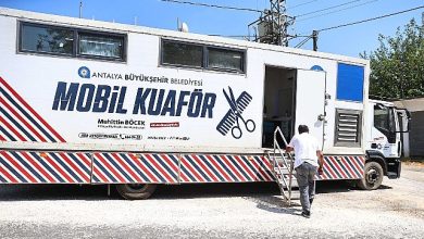 Mobil kuaför tırı Antalya’nın yaylalarında