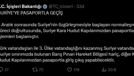 Suriye’ye pasaportla geçiş başladı