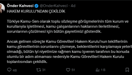 Yeni teklif sunuldu… Türkiye Kamu-Sen, Kamu Görevlileri Hakem Kurulu’ndan çekildi!